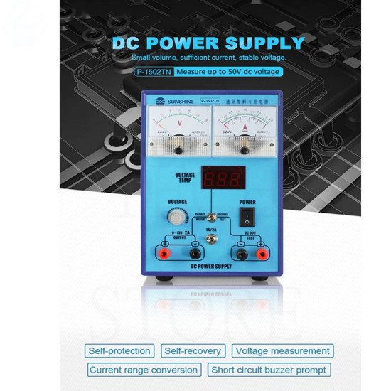 SUNSHINE P-1502TN 15V-2AMP POWER SUPPLY WITH DUAL DIAL DISPLAY