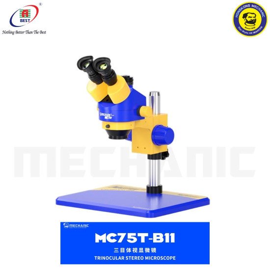 MECHANIC MC75T-B11 TRINOCULAR STEREO MICROSCOPE 0.7-4.5X WITH CONTINUOUS ZOOM - NEW UPDATED