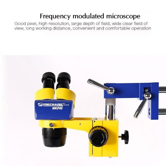MECHANIC INDUSTRIAL BINOCULAR STEREO MICROSCOPE MC24S-L3 HIGH DEFINITION DOUBLE GEAR SUITABLE FOR MOBILE PHONE PCB MAINTENANCE
