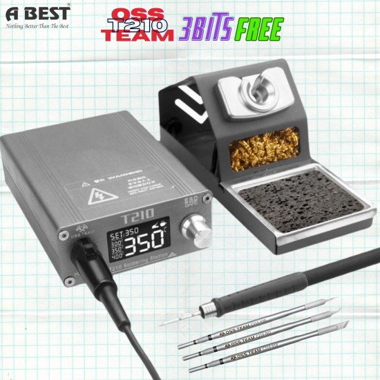 OSS TEAM T210 TWO SECONDS MELTING TIN ADJUSTABLE SOLDERING STATION WITH 3 IRON BITS