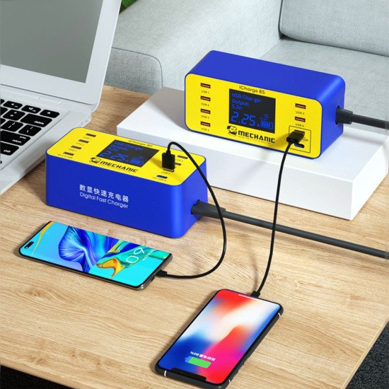 MECHANIC ICHARGE 8P QC 3.0 MULTI-PORT SMART FAST CHARGER WITH DIGITAL DISPLAY