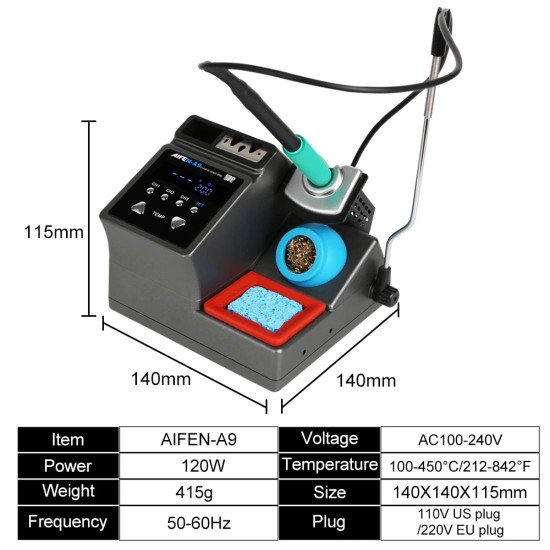 AIFEN A9 ELECTRONIC WELDING IRON DIGITAL DISPLAY SOLDERING STATION WITH HANDLE - 120W