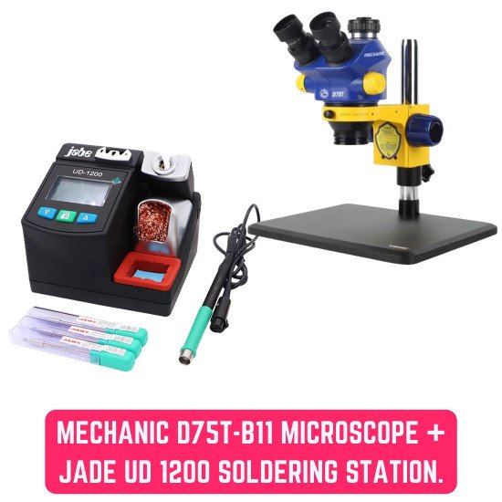 JABE UD-1200 INTELLIGENT SOLDERING STATION + MECHANIC D75T-B11 TRINOCULAR MICROSCOPE 
