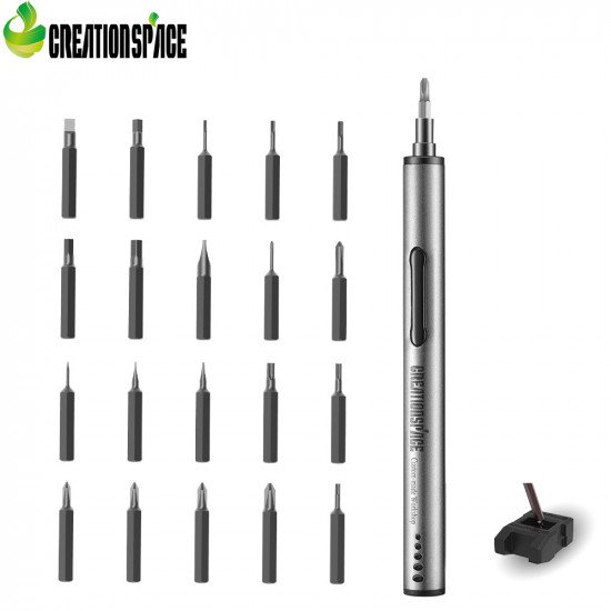 CREATIONSPACE ZPJ1802A ELECTRONIC SCREWDRIVER WITH 20 SCREW BITS