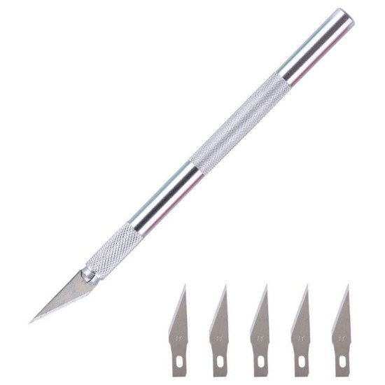 ONE-STOP OS-K10 PRECISION KNIFE ALUMINIUM HANDLE WITH STAINLESS STEEL BLADE - 5PCS
