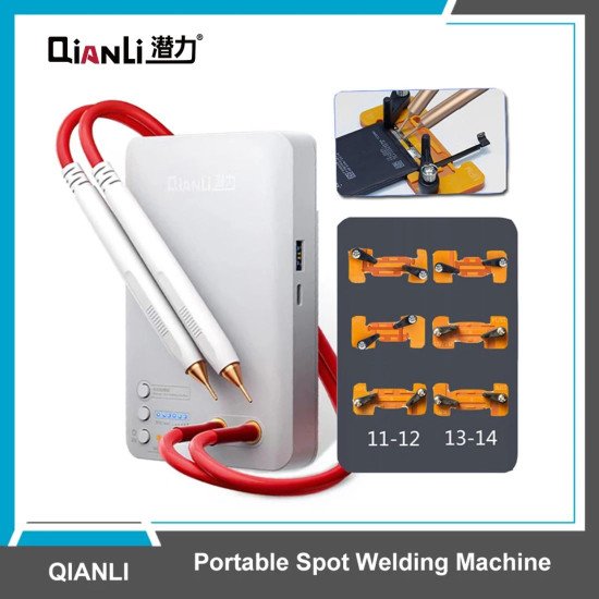 QIANLI MACARON GENERATION 2 PORTABLE BATTERY SPOT WELDING MACHINE FOR IPHONE 11 TO 14 SERIES WITH 6 PCS BATTERY HOLDER