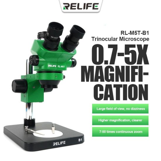 RELIFE RL-M5T-B1 TRINOCULAR STEREO MICROSCOPE - GREEN