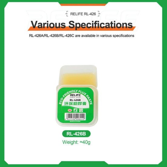 RELIFE RL-426B 40G HIGH PURITY ENVIRONMENTALLY FRIENDLY SOLDERING PASTE FOR REPAIRING ELECTRONIC COMPONENTS BGA CHIP