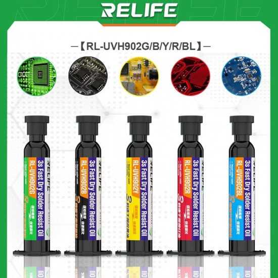 RELIFE RL-UVH902 UV QUICK DRY SOLDER MASK FOR MOBILE PHONE JUMPING WIRE REPAIR - 10CC