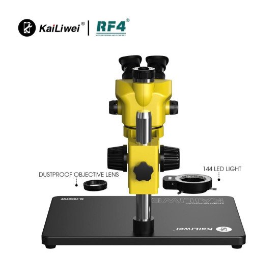 KAILIWEI M-7050TVP (3D CONTINUOUS ZOOM) 7X~50X TRINOCULAR STEREO MICROSCOPE WITH CAMERA OPTION & 0.5X CTV LENS WITH LED ADJUSTABLE LIGHT WITH 0.5X / 0.7X HEIGHT LENS 