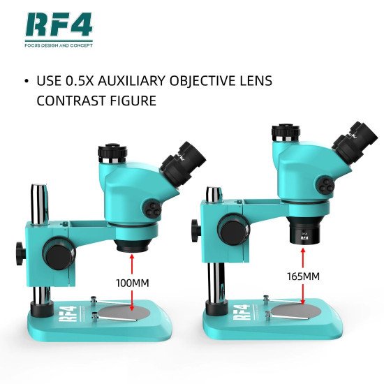 RF4 WD165 0.5X AUXILIARY OBJECTS LENS FOR TRINOCULAR STEREO ZOOM MICROSCOPE