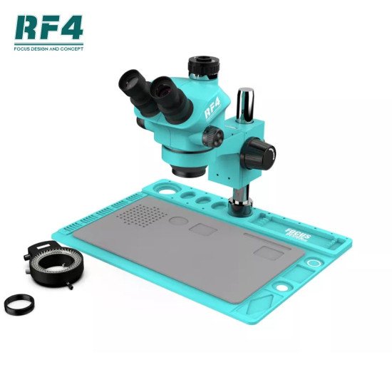 RF4 RF7050TVD2 TRINOCULAR STEREO MICROSCOPE WITH MULTIFUNCTIONAL ALUMINUM ALLOY BASE 7X~50X ZOOM - 3D CONTINUOUS ZOOM