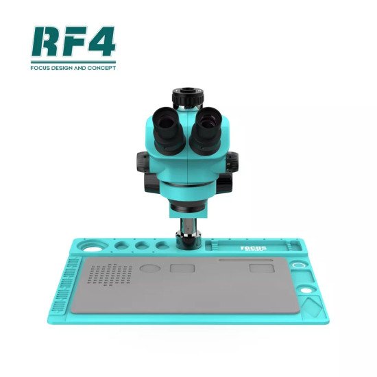RF4 RF7050TVD2 TRINOCULAR STEREO MICROSCOPE WITH MULTIFUNCTIONAL ALUMINUM ALLOY BASE 7X~50X ZOOM - 3D CONTINUOUS ZOOM