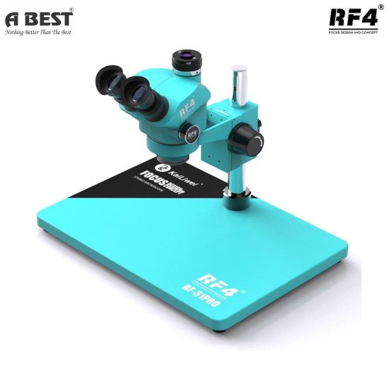 RF4 RF-31 PRO 7-50X (3D CONTINUOUS ZOOM) TRINOCULAR MICROSCOPE WITH BIG ALUMINUM ALLOY BASE WITH 0.5X CTV CAMERA ZOOM LENS & LED ADJUSTABLE LIGHT