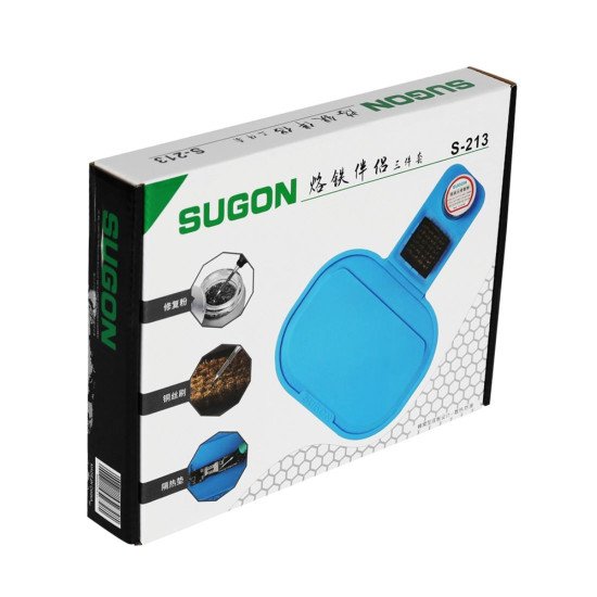 SUGON S-213 HEAT-RESISTANT SOLDERING MAT WITH CLEANING COPPER BRUSH FOR MICROSCOPE BGA SOLDERING