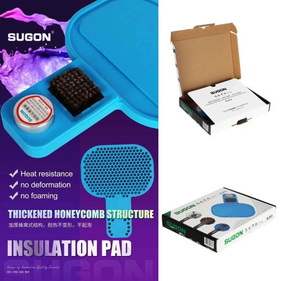 SUGON S-213 HEAT-RESISTANT SOLDERING MAT WITH CLEANING COPPER BRUSH FOR MICROSCOPE BGA SOLDERING