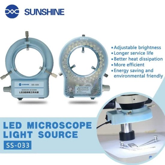 SUNSHINE SS-033 LED MICROSCOPE RING LIGHT SOURCE WITH 56 LED FOR STEREO MICROSCOPE