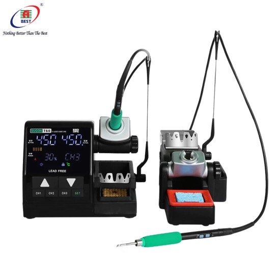 SUGON T60 DOUBLE IRON SOLDERING STATION WITH TJ8 EXTENDER - 6 PCS TIPS (C210)