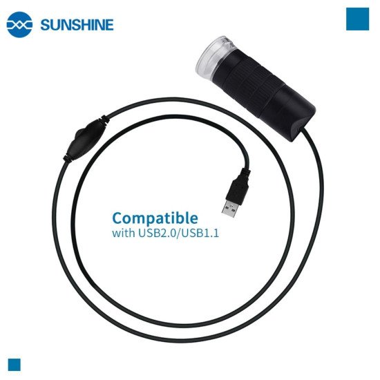 SUNSHINE DM-1000S 1000X PORTABLE USB DIGITAL MICROSCOPE GLASS MAGNIFICATION WITH ADJUSTABLE LED LIGHT