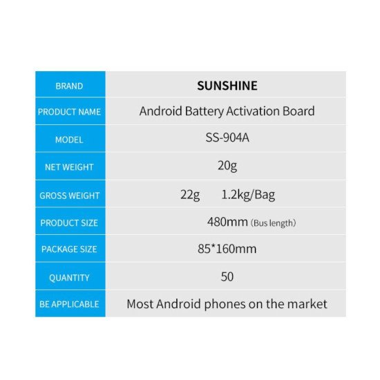 SUNSHINE SS-904A USB BATTERY QUICK CHARGING ACTIVATION BOARD FOR ANDROID