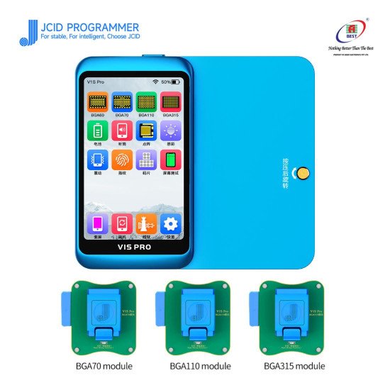 JCID V1S PRO PROGRAMMER FOR IPHONE X TO 14PM NAND REPAIR WITH 3 MODULES - BGA315 BGA110 BGA70