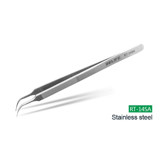 RELIFE RT-14SA ANTI-STATIC STAINLESS TWEEZER - CURVED