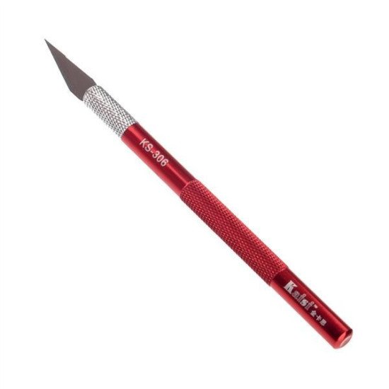 KAISI KS-306 PORTABLE PRECISE ART KNIFE CHISEL CUTTER CARVING TOOL WITH ANTI-SLIP HANDLE (RED)