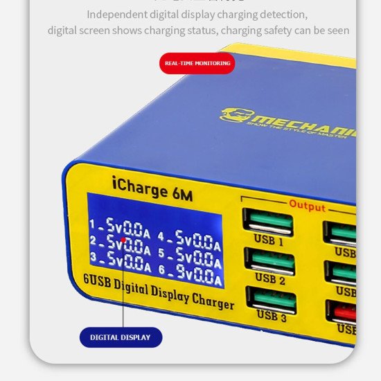 MECHANIC ICHARGE 6M FAST CHARGER WITH DISPAY - 6 PORT
