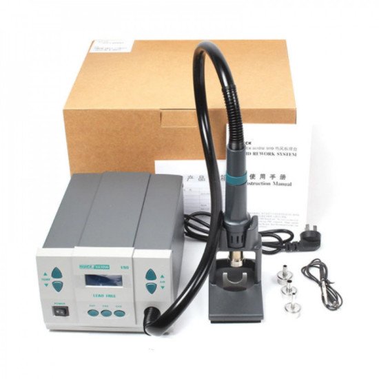 QUICK 857DW+ Lead Free Adjustable Hot Air Heat Gun With Helical Wind Rework  Soldering Station