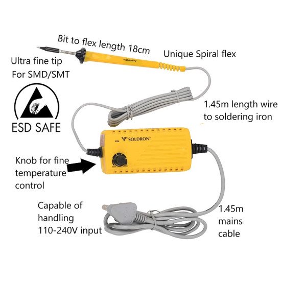 SOLDRON PORTABLE SMPS VARIABLE WATTAGE MICRO SOLDERING STATION